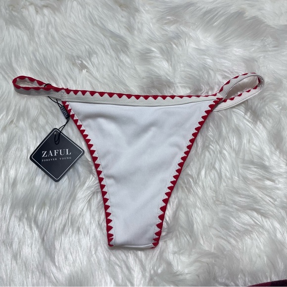 NWT Zaful white and red bikini bottoms size L - Picture 3 of 3